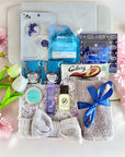 Spa at Home gift box with relaxing essentials such as bath salts, a face mask, and soothing skincare treats, beautifully presented for a pampering experience
