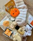 Halloween-themed boo gift box for her, filled with cozy fall treats, self-care items, and spooky cute surprises, perfect for girlfriend or bestie