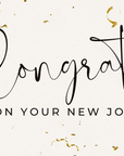 New Job gift box with celebratory treats such as a pen, cookie, socks, stationery, and a congratulatory card, thoughtfully packed to mark a fresh star